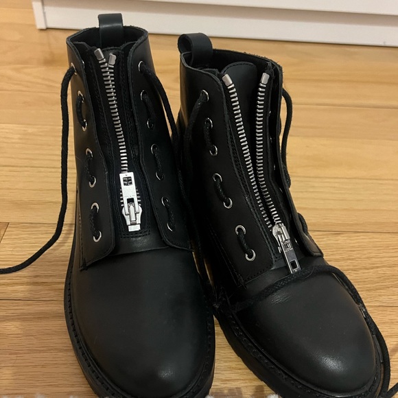 Rag and bone combat boots- black tie up and zipper - Picture 2 of 4